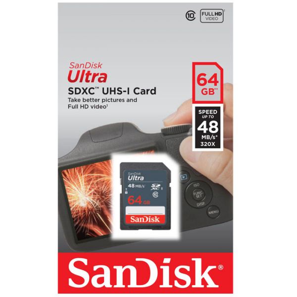 THẺ NHỚ Thẻ nhớ SDXC Sandisk Ultra 64GB SDXC Class 10 48MBs Box Chính Hãng