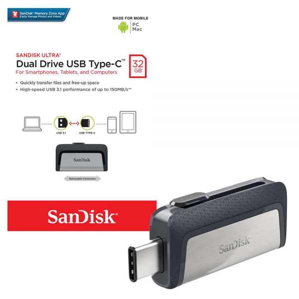 USB Sandisk OTG Type-C DDC2 32gb chính hãng