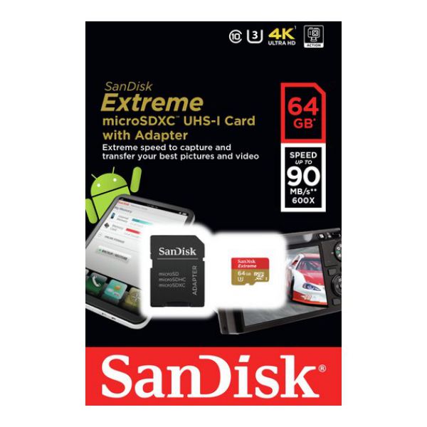 THẺ NHỚ Thẻ nhớ microSD Sandisk Extreme 64gb U3 4K 60x 100mb/s Chính Hãng