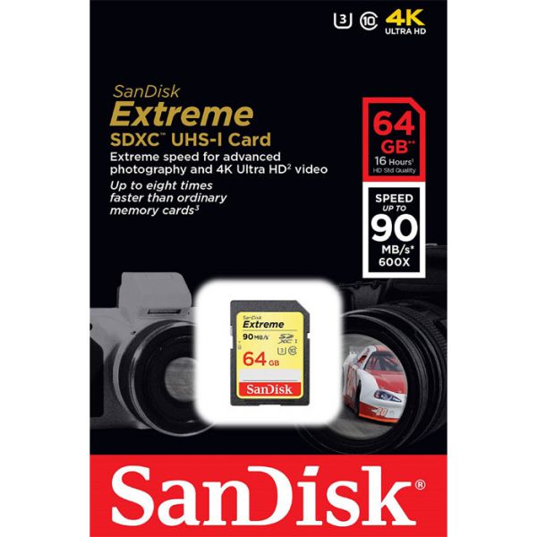 THẺ NHỚ Thẻ nhớ SDXC Sandisk Extreme 64gb U3 4K V30 90mb/s Chính Hãng