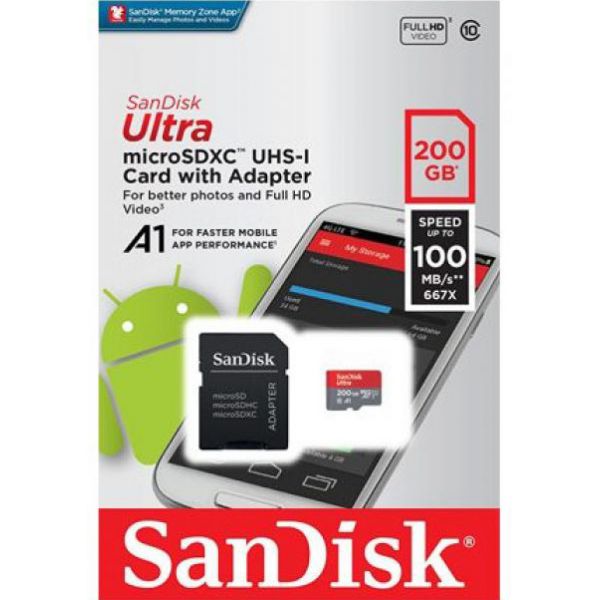 THẺ NHỚ Thẻ nhớ microSD Sandisk Ultra A1 200Gb 100Mb/s Chính Hãng