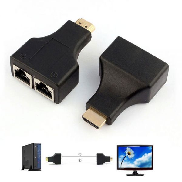 Thiết Bị Nối Dài 30 Mét HDMI qua 2 Cổng lan