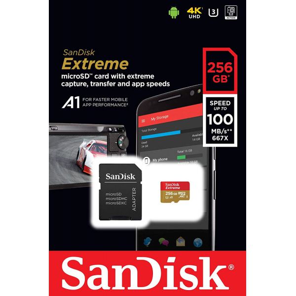 THẺ NHỚ Thẻ nhớ Micro SDXC sandisk extreme A1 256gb U3 4K 100 Mb/s Chính Hãng