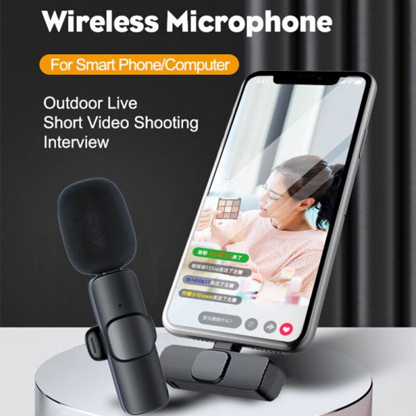 Micro cài áo không dây k8/K9 loại 1 mic chân iphone khử tiếng ồn quay video vlog review sản phẩm livestream tiktok kết n