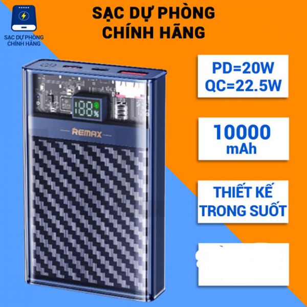 Pin dự phòng sạc nhanh 22.5w Remax RPP-551 10.000mah